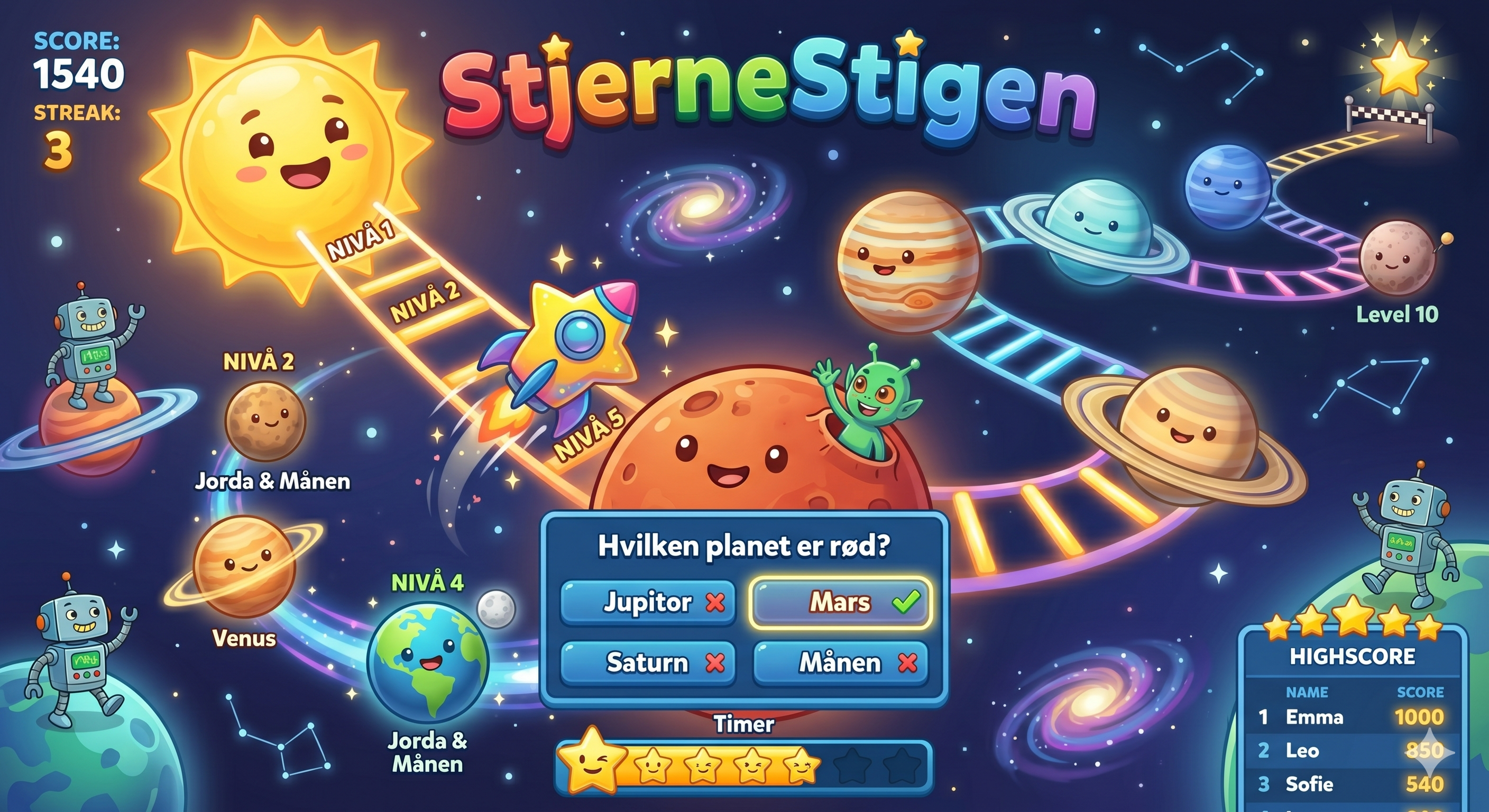 StjerneStigen - naturfagspill om solsystemet